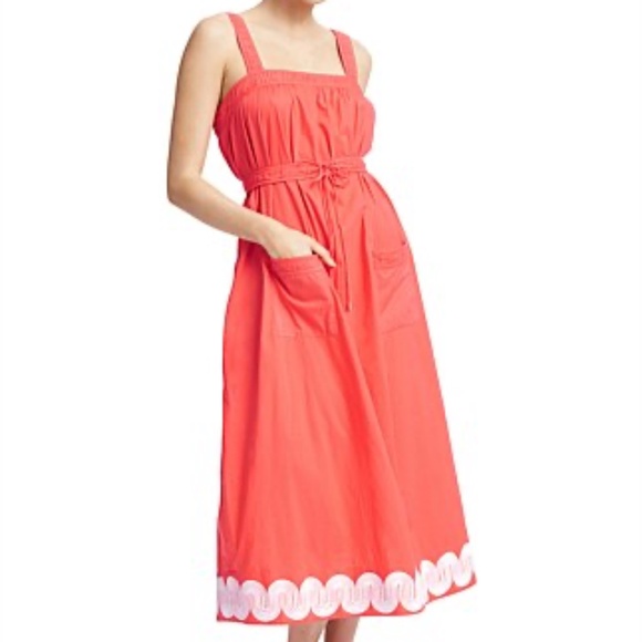 STEELE. Aperol Midi Dress in Blood Orange, NWT - Picture 2 of 5